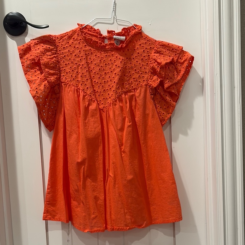a new day Orange Eyelet Blouse